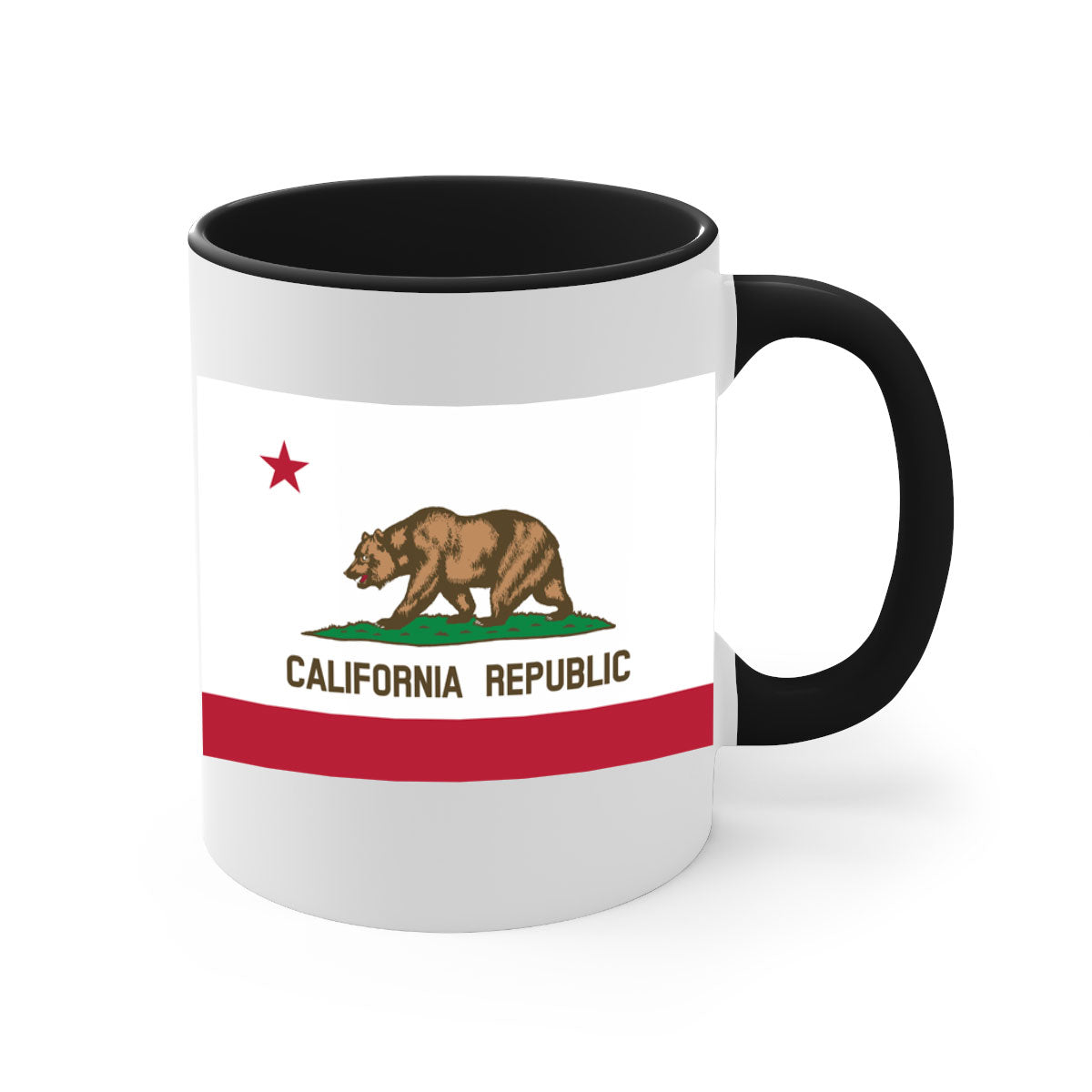 California 47# Mug featuring a glossy finish with a colored handle and interior, available in five vibrant colors.