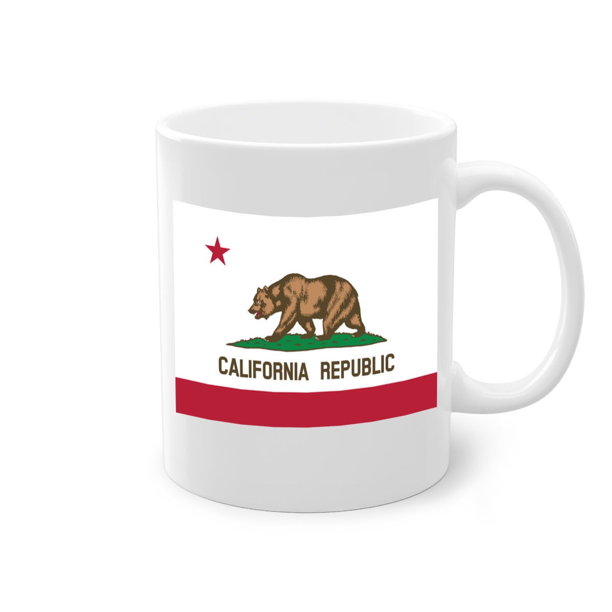 California 47# Mug featuring a glossy finish with a colored handle and interior, available in five vibrant colors.