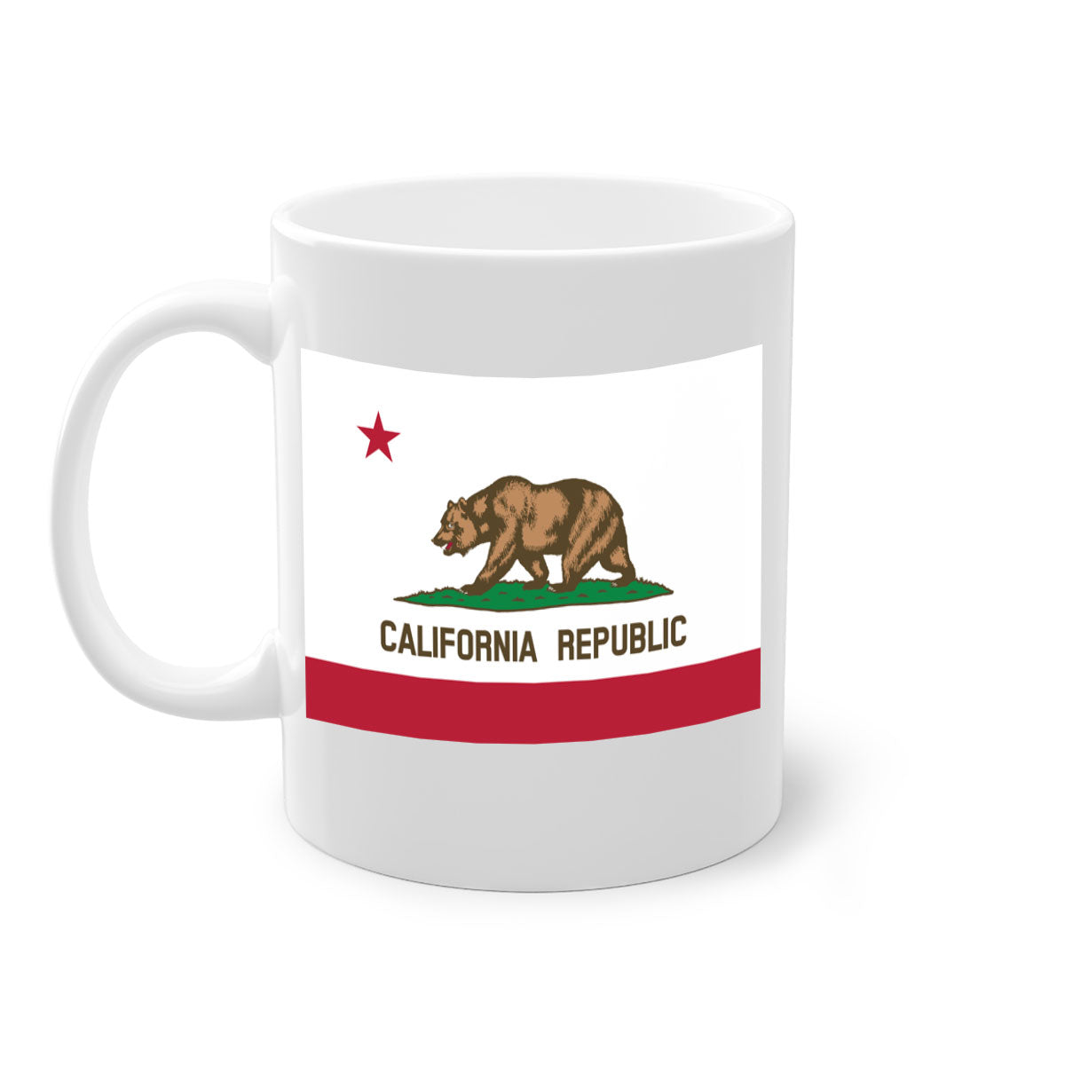 California 47# Mug featuring a glossy finish with a colored handle and interior, available in five vibrant colors.