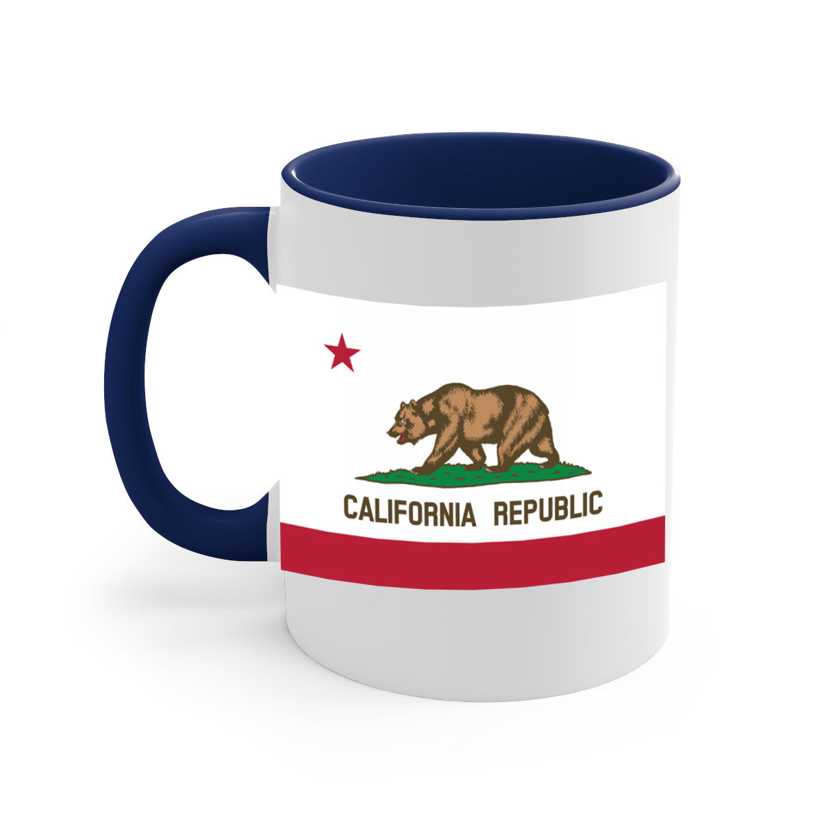 California 47# Mug featuring a glossy finish with a colored handle and interior, available in five vibrant colors.