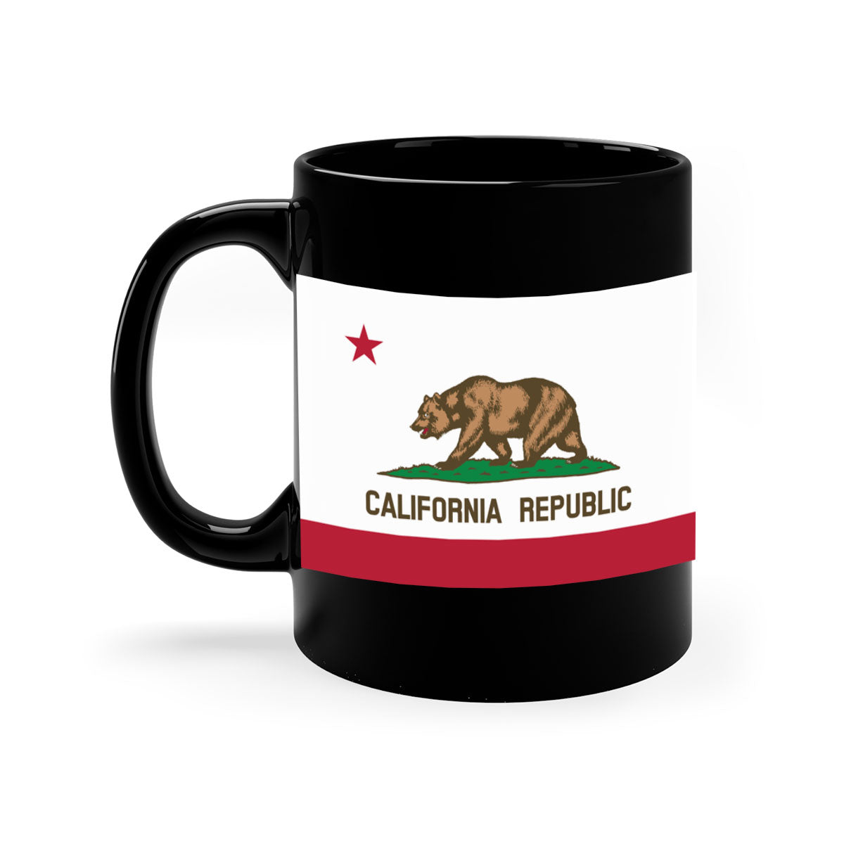 California 47# Mug featuring a glossy finish with a colored handle and interior, available in five vibrant colors.