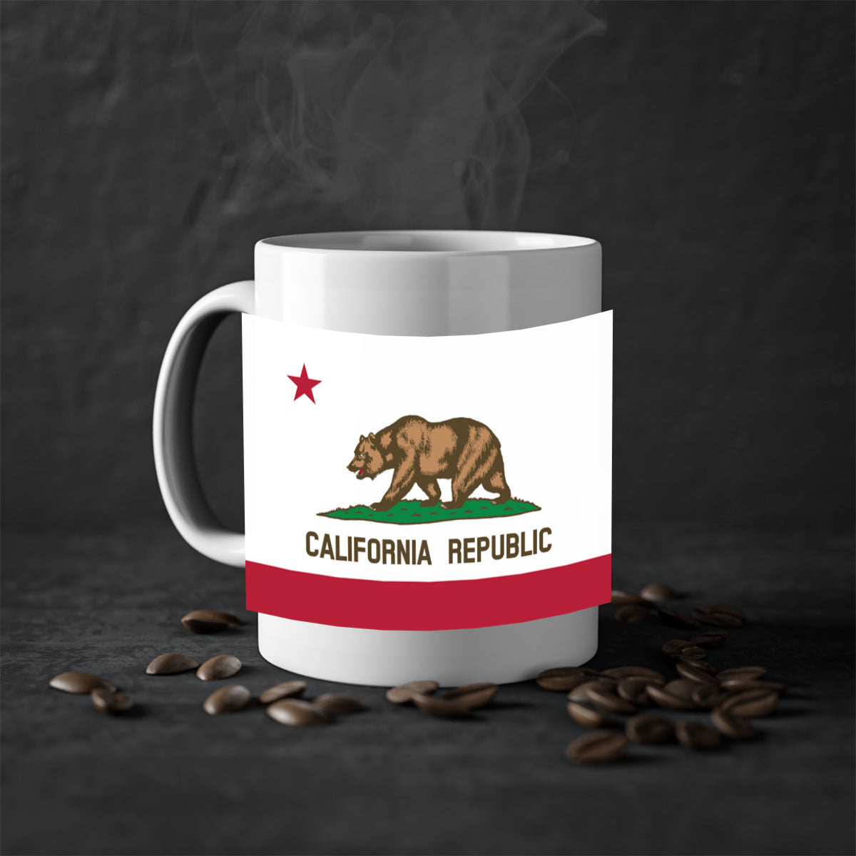 California 47# Mug featuring a glossy finish with a colored handle and interior, available in five vibrant colors.