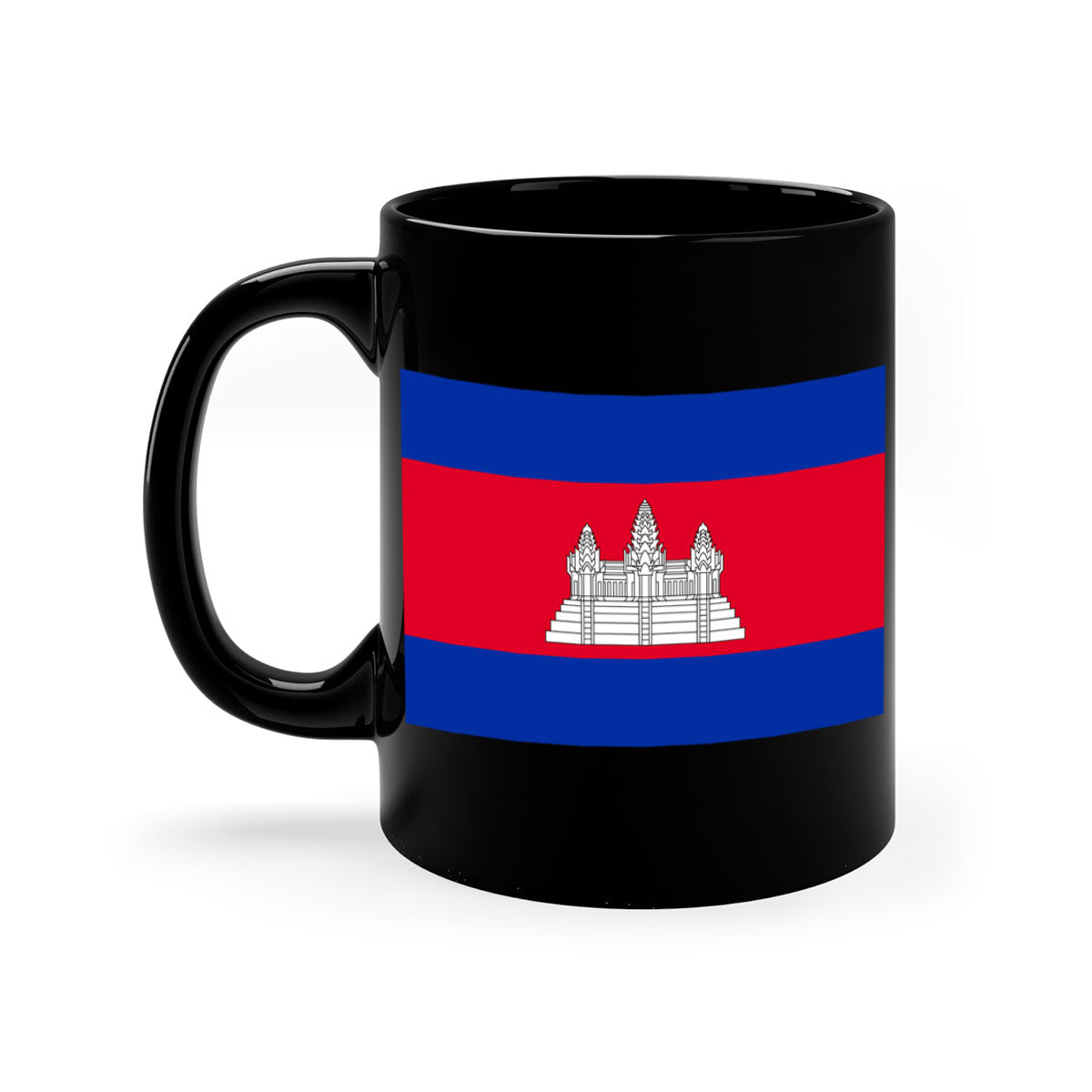 Cambodia 168# Mug featuring a glossy finish, colored handle, and interior, available in multiple colors and sizes.