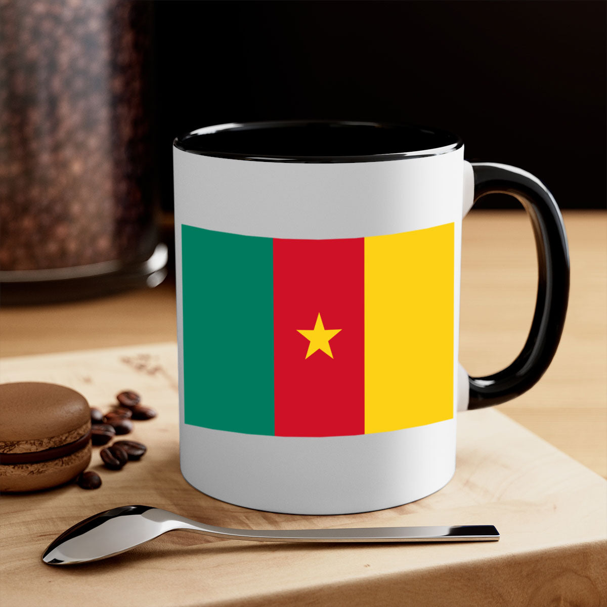 Cameroon 167# Mug featuring a glossy finish with a colored handle and interior, available in multiple colors.