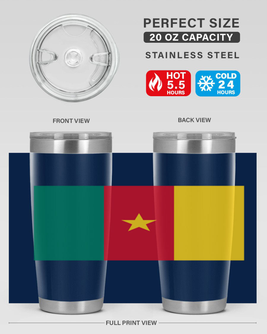 Cameroon 167# Tumbler featuring double wall vacuum stainless steel design with vibrant colors and a drink-thru lid.