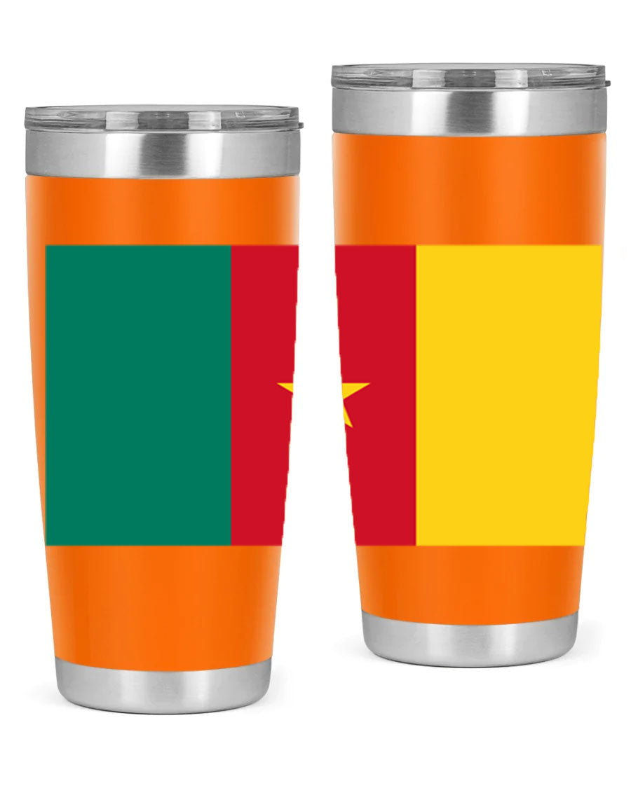 Cameroon 167# Tumbler featuring double wall vacuum stainless steel design with vibrant colors and a drink-thru lid.