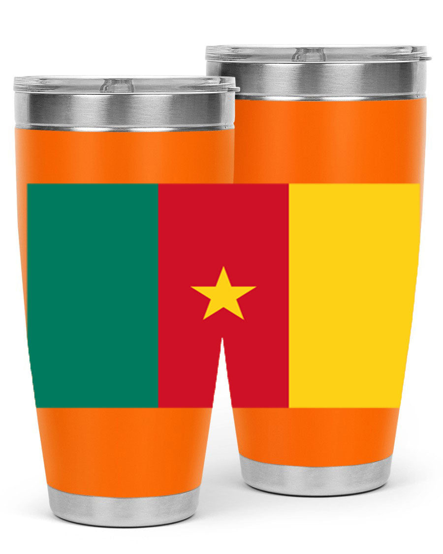 Cameroon 167# Tumbler featuring double wall vacuum stainless steel design with vibrant colors and a drink-thru lid.