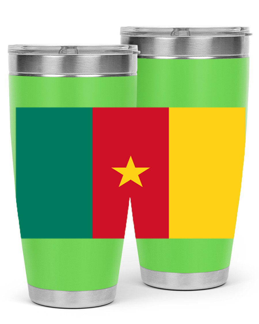 Cameroon 167# Tumbler featuring double wall vacuum stainless steel design with vibrant colors and a drink-thru lid.