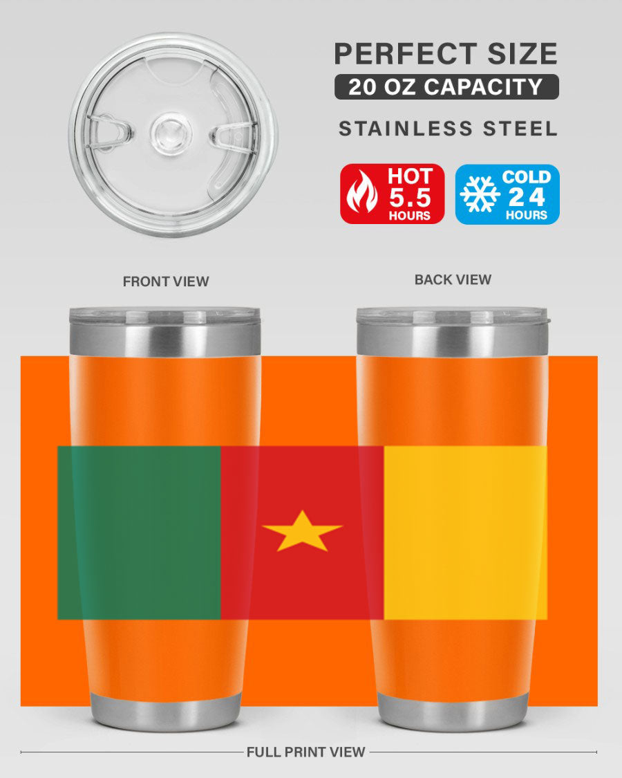 Cameroon 167# Tumbler featuring double wall vacuum stainless steel design with vibrant colors and a drink-thru lid.