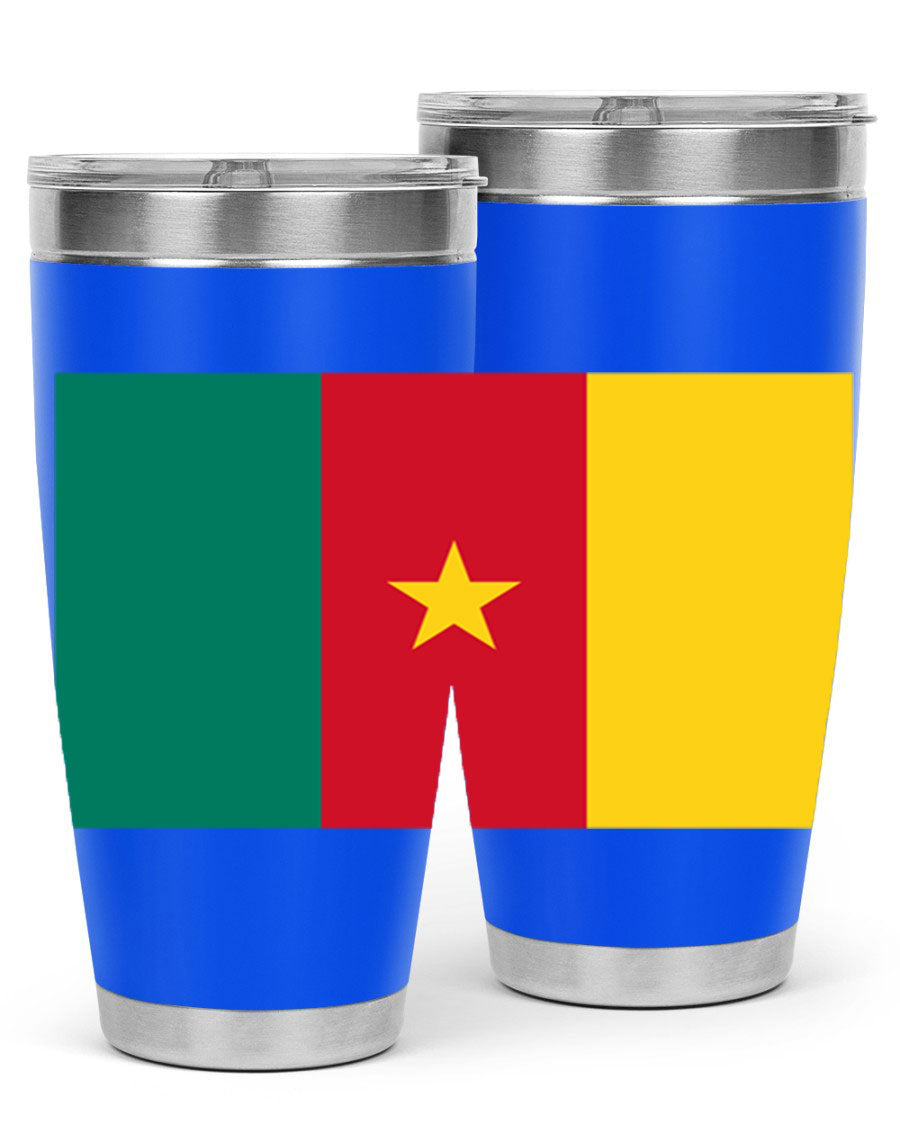 Cameroon 167# Tumbler featuring double wall vacuum stainless steel design with vibrant colors and a drink-thru lid.