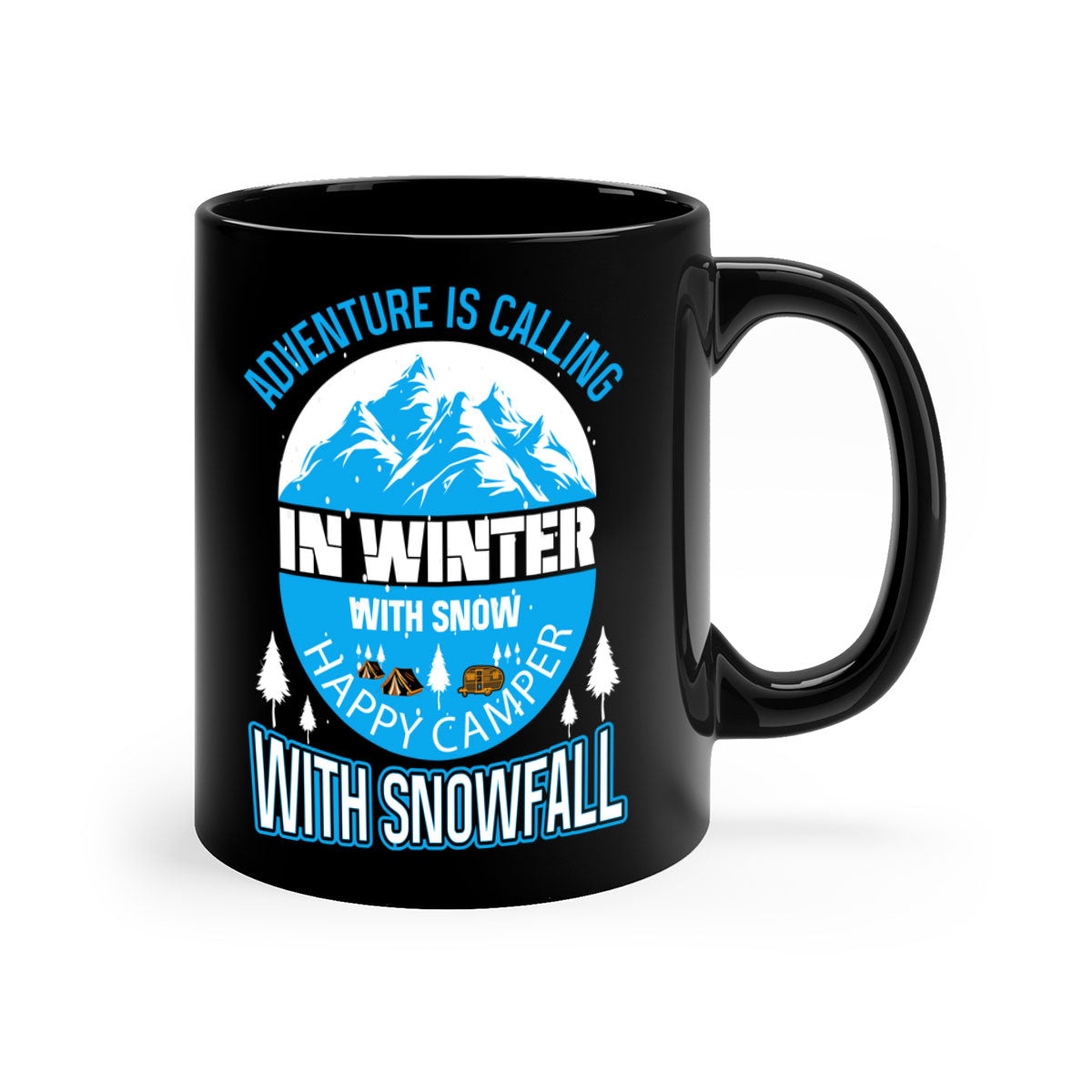 Camping Winter 39# Mug featuring a two-tone design with a colored handle and interior, available in multiple colors.