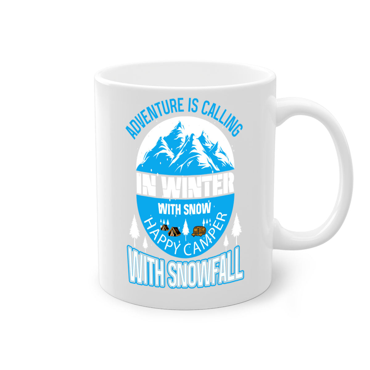 Camping Winter 39# Mug featuring a two-tone design with a colored handle and interior, available in multiple colors.