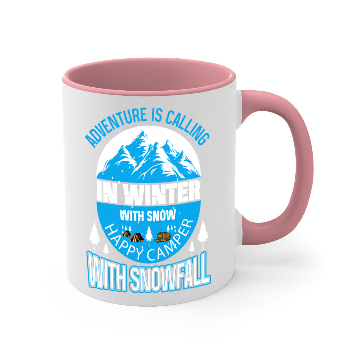 Camping Winter 39# Mug featuring a two-tone design with a colored handle and interior, available in multiple colors.