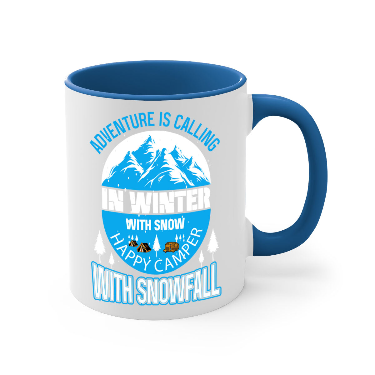 Camping Winter 39# Mug featuring a two-tone design with a colored handle and interior, available in multiple colors.