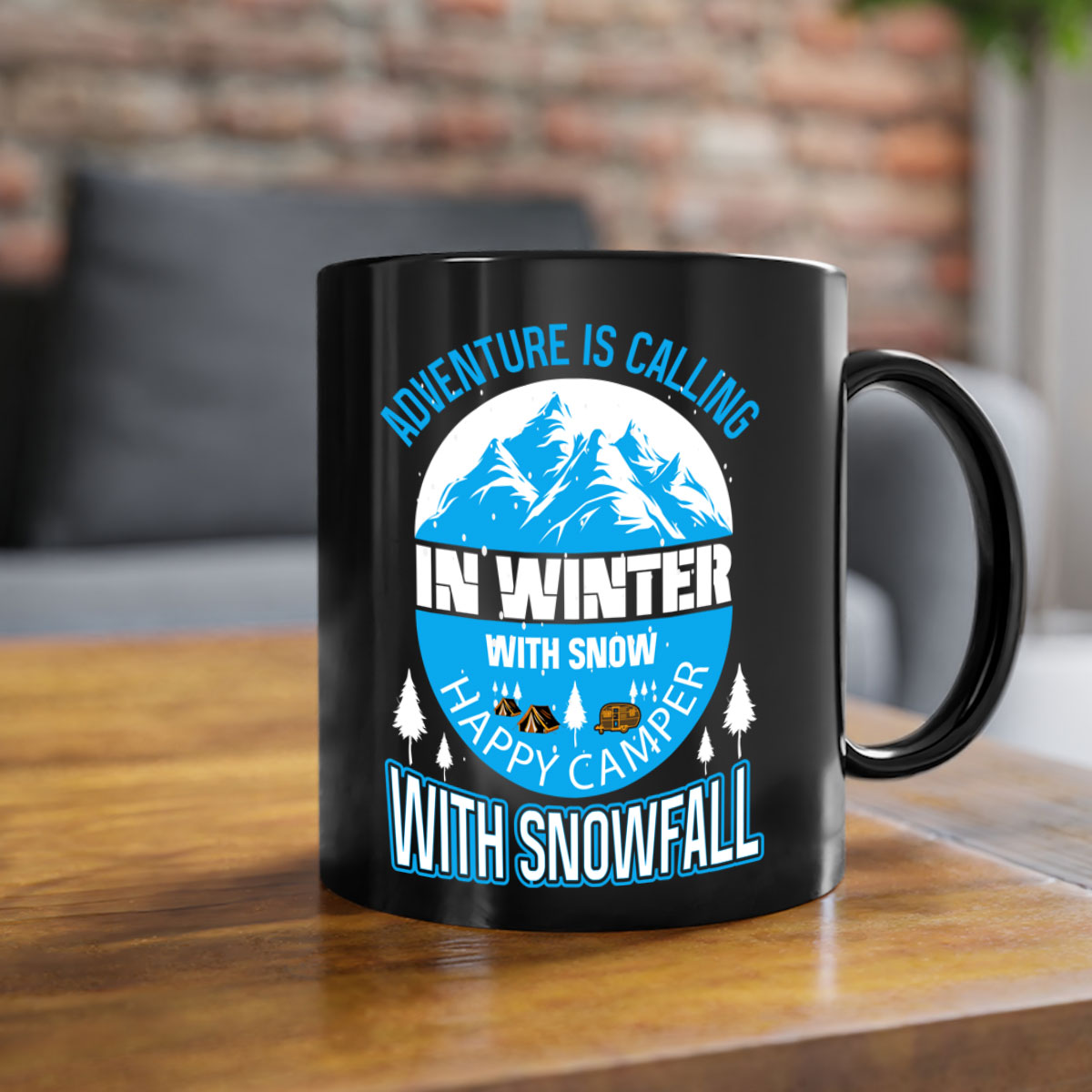 Camping Winter 39# Mug featuring a two-tone design with a colored handle and interior, available in multiple colors.