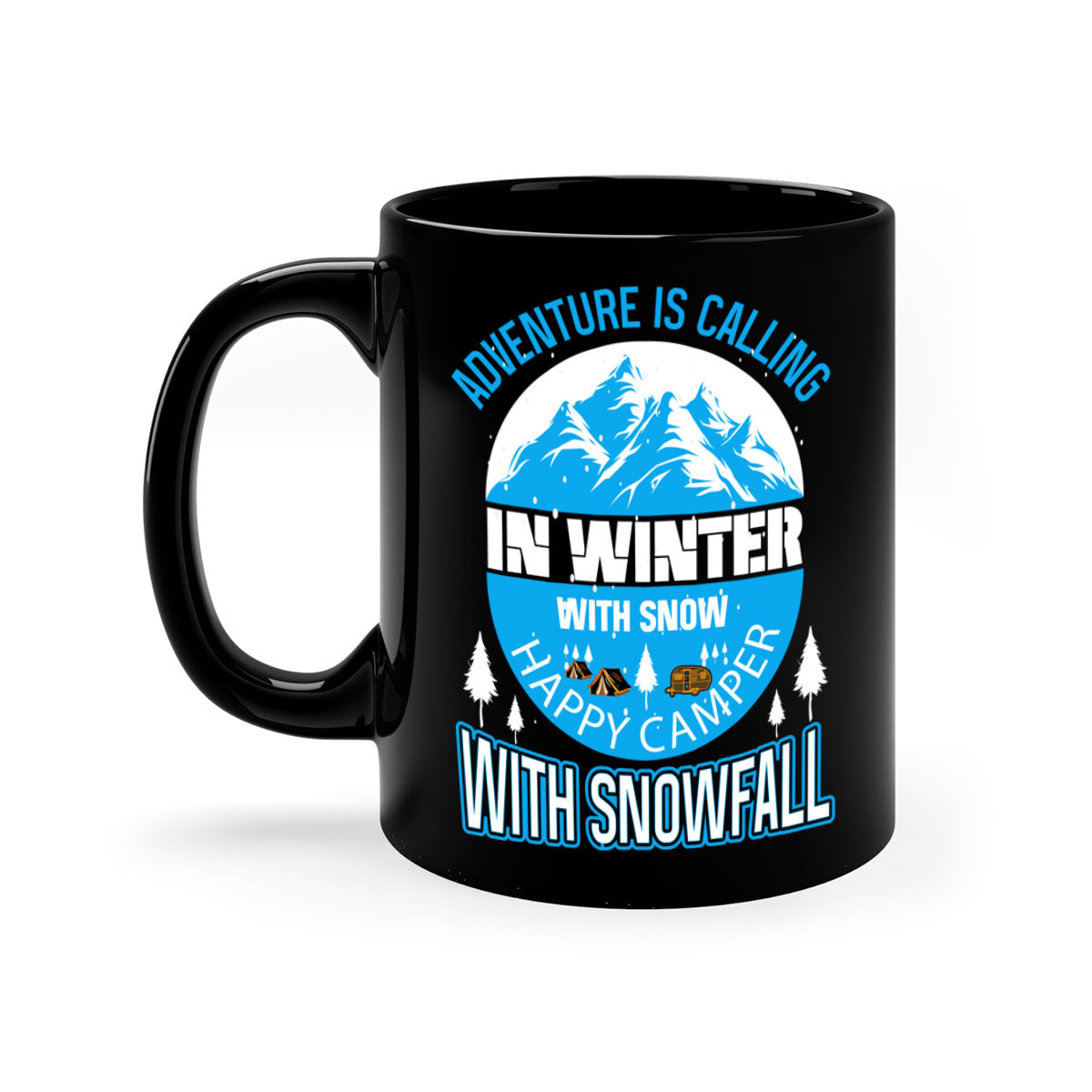 Camping Winter 39# Mug featuring a two-tone design with a colored handle and interior, available in multiple colors.