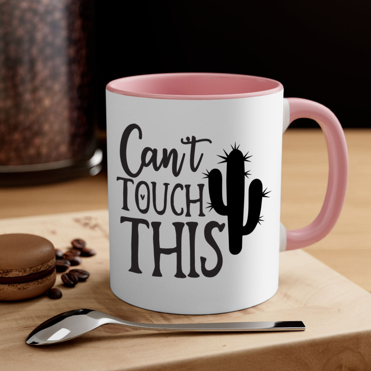 Can't Touch This 117# Kitchen Mug with a glossy finish, featuring a colored handle and interior, available in multiple colors.