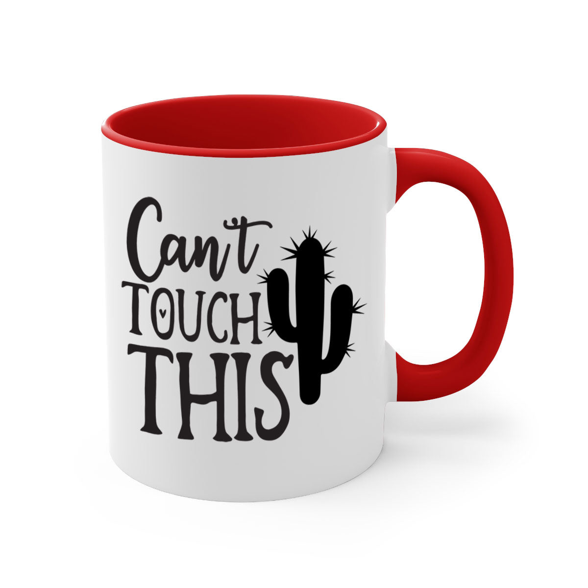 Can't Touch This 117# Kitchen Mug with a glossy finish, featuring a colored handle and interior, available in multiple colors.