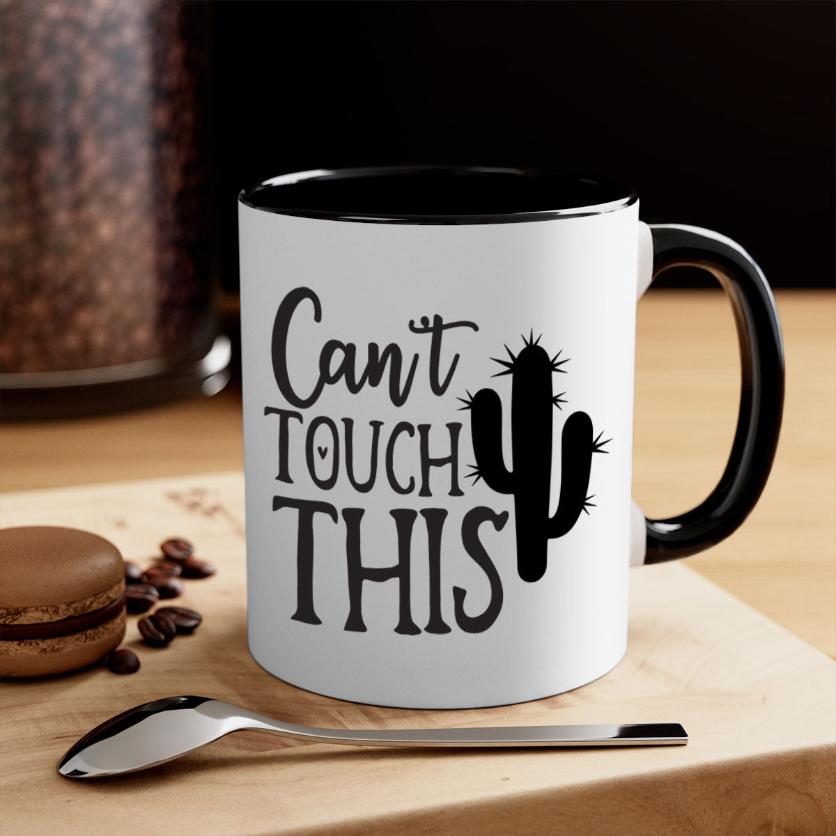 Can't Touch This 117# Kitchen Mug with a glossy finish, featuring a colored handle and interior, available in multiple colors.