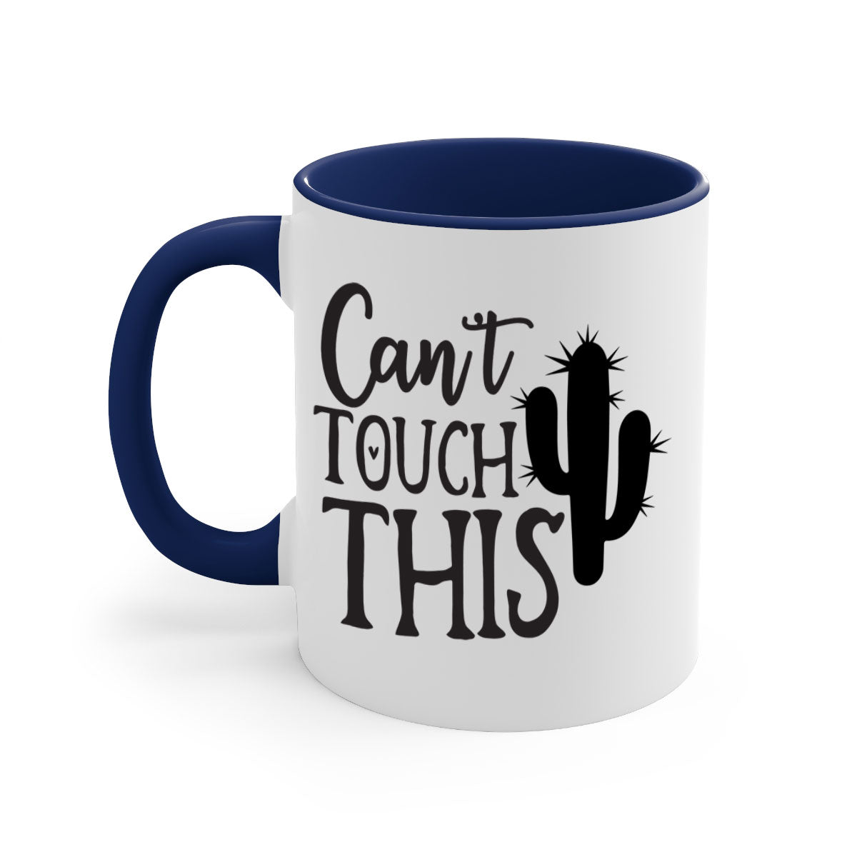 Can't Touch This 117# Kitchen Mug with a glossy finish, featuring a colored handle and interior, available in multiple colors.