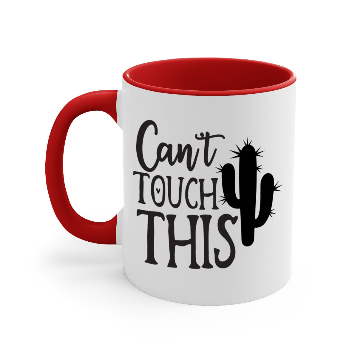 Can't Touch This 117# Kitchen Mug with a glossy finish, featuring a colored handle and interior, available in multiple colors.