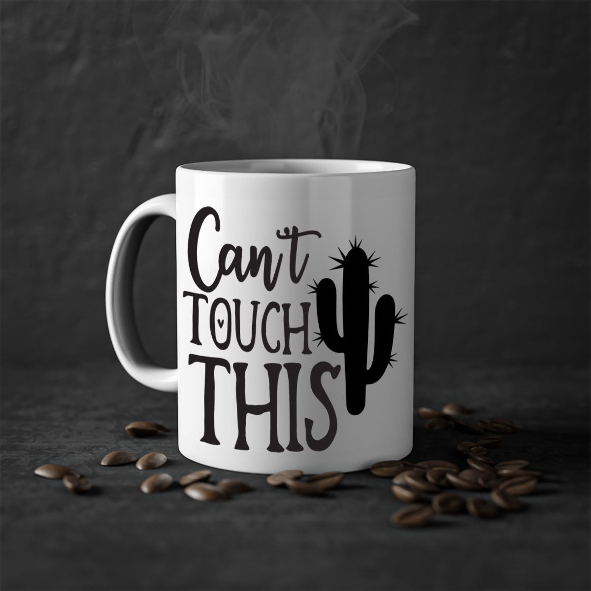 Can't Touch This 117# Kitchen Mug with a glossy finish, featuring a colored handle and interior, available in multiple colors.