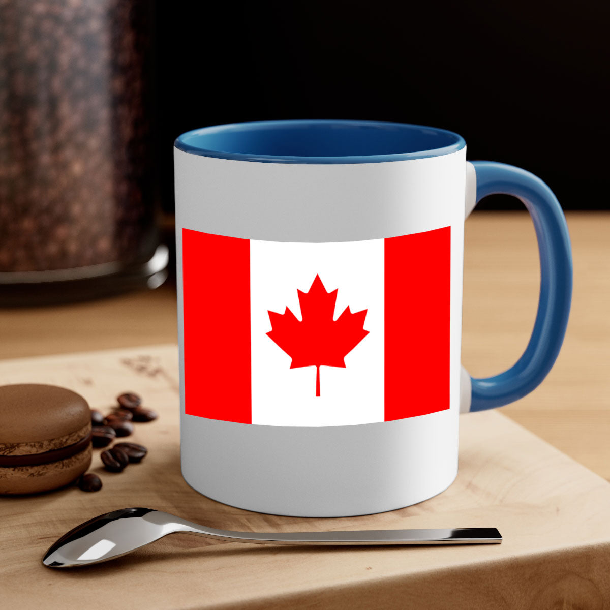 Canada 166# Mug featuring a two-tone design with a colored handle and glossy finish, available in multiple colors.