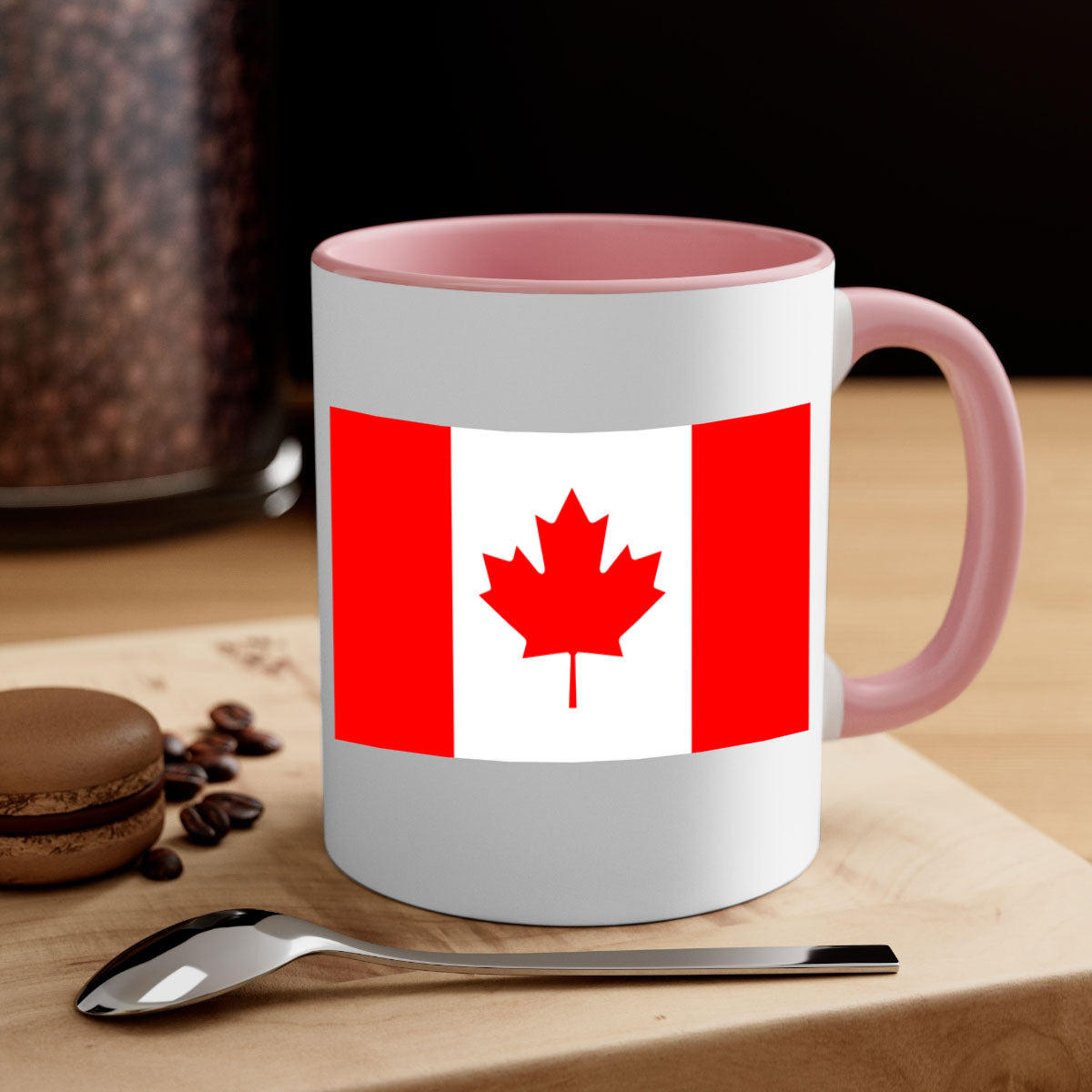 Canada 166# Mug featuring a two-tone design with a colored handle and glossy finish, available in multiple colors.