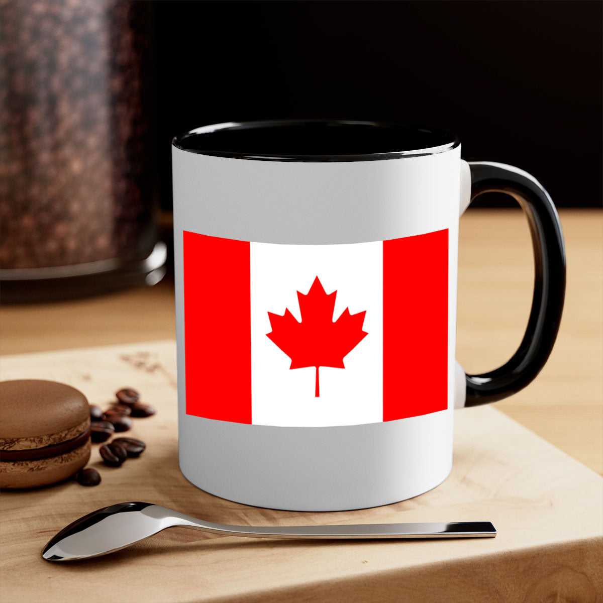 Canada 166# Mug featuring a two-tone design with a colored handle and glossy finish, available in multiple colors.