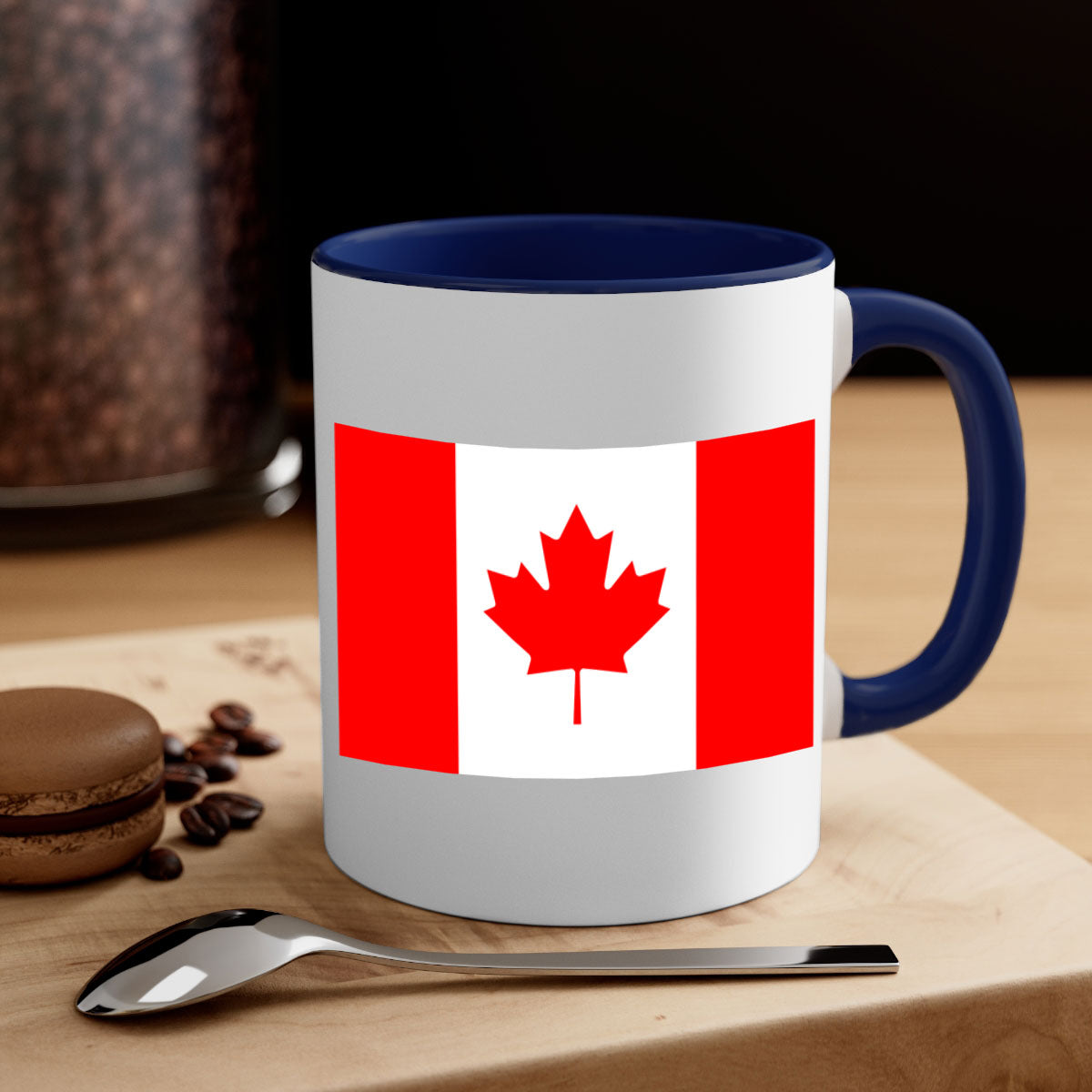 Canada 166# Mug featuring a two-tone design with a colored handle and glossy finish, available in multiple colors.