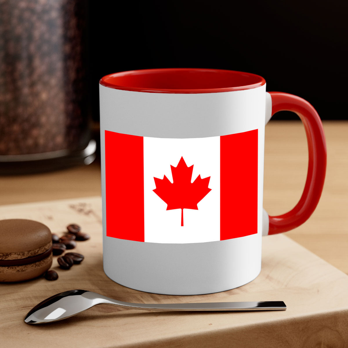 Canada 166# Mug featuring a two-tone design with a colored handle and glossy finish, available in multiple colors.