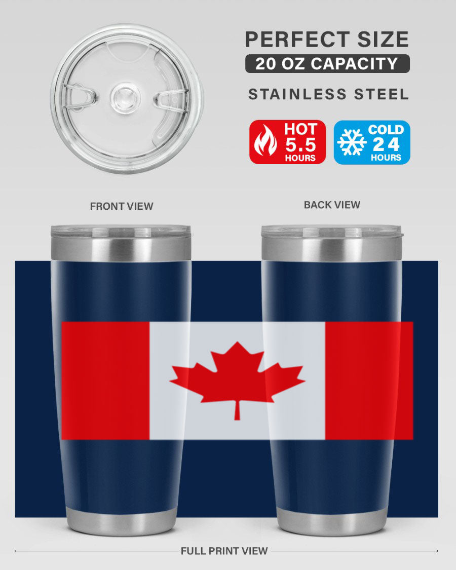 Canada 166# Tumbler featuring a vibrant Canada flag design, made of stainless steel with double wall vacuum insulation.