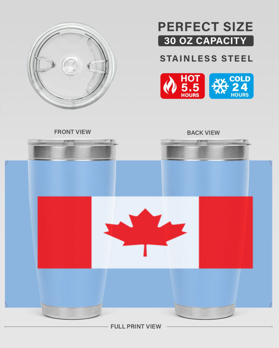 Canada 166# Tumbler featuring a vibrant Canada flag design, made of stainless steel with double wall vacuum insulation.