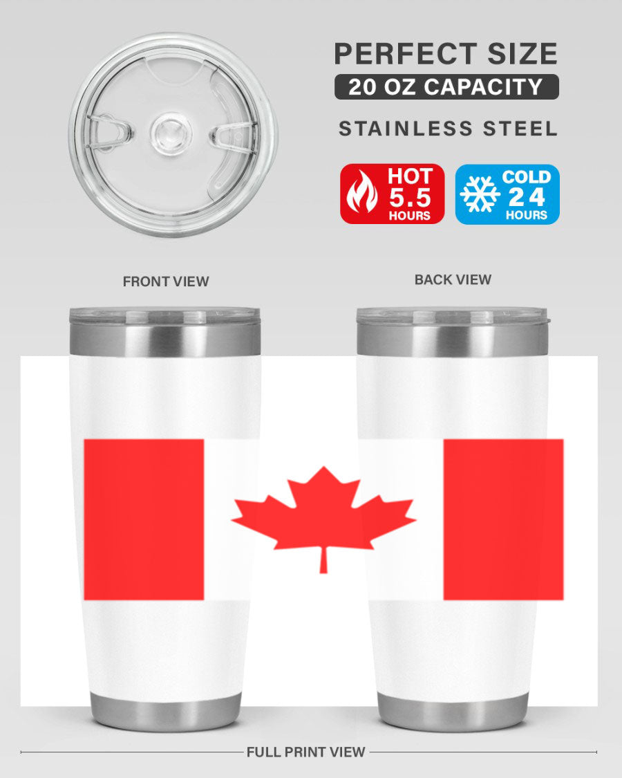 Canada 166# Tumbler featuring a vibrant Canada flag design, made of stainless steel with double wall vacuum insulation.