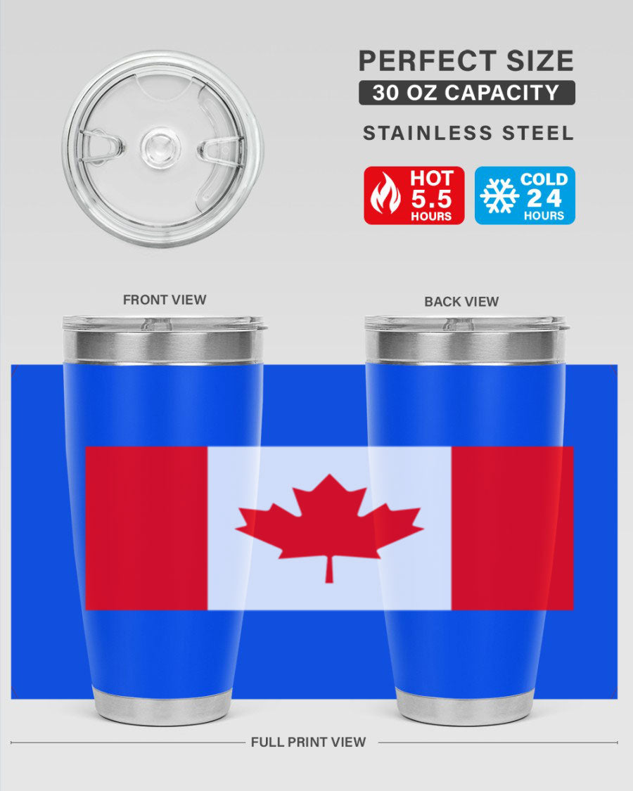 Canada 166# Tumbler featuring a vibrant Canada flag design, made of stainless steel with double wall vacuum insulation.