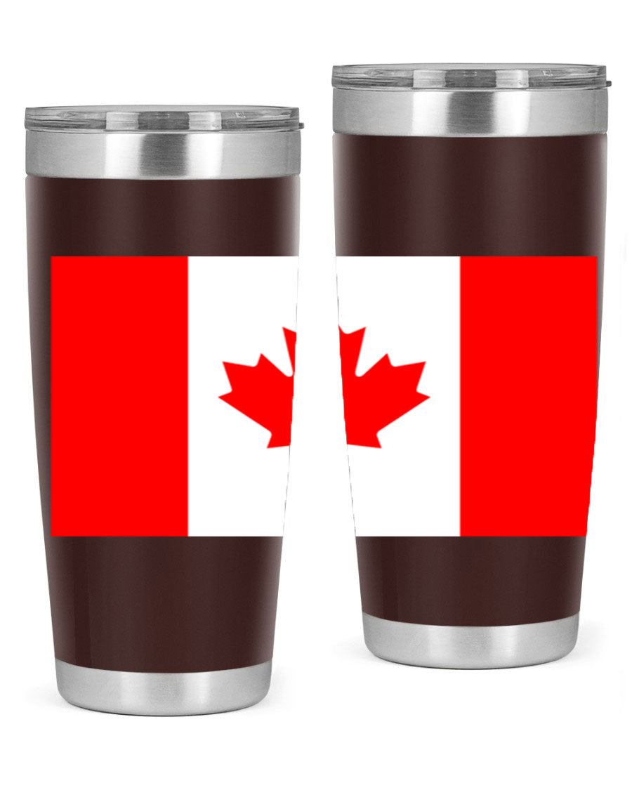 Canada 166# Tumbler featuring a vibrant Canada flag design, made of stainless steel with double wall vacuum insulation.