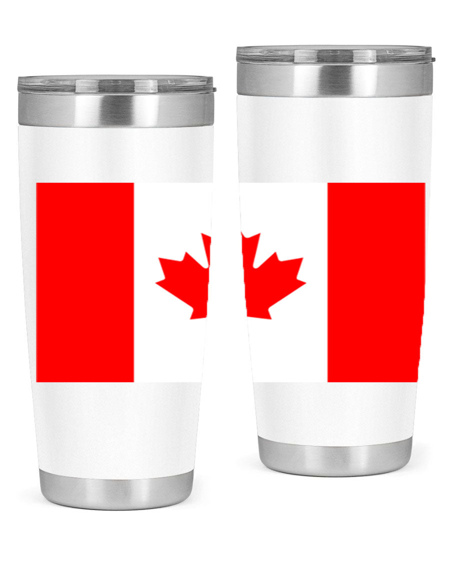 Canada 166# Tumbler featuring a vibrant Canada flag design, made of stainless steel with double wall vacuum insulation.