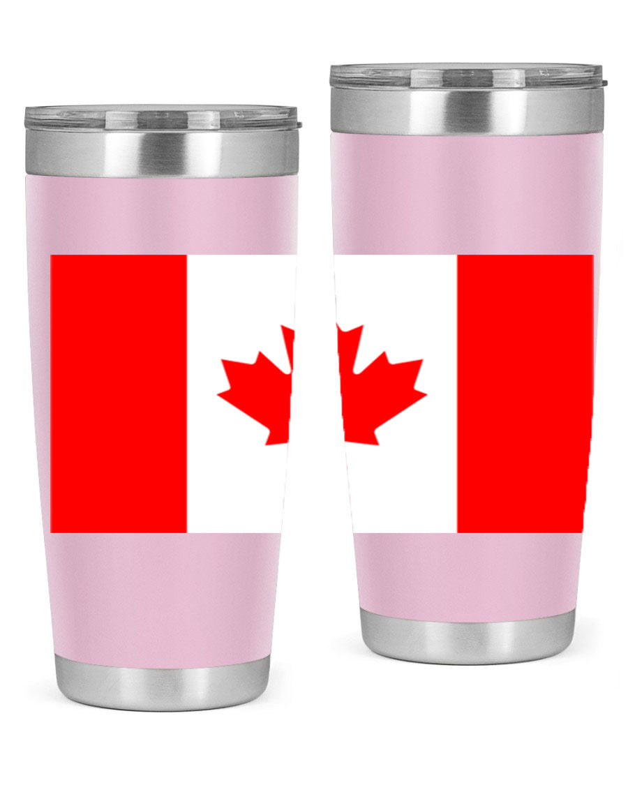 Canada 166# Tumbler featuring a vibrant Canada flag design, made of stainless steel with double wall vacuum insulation.