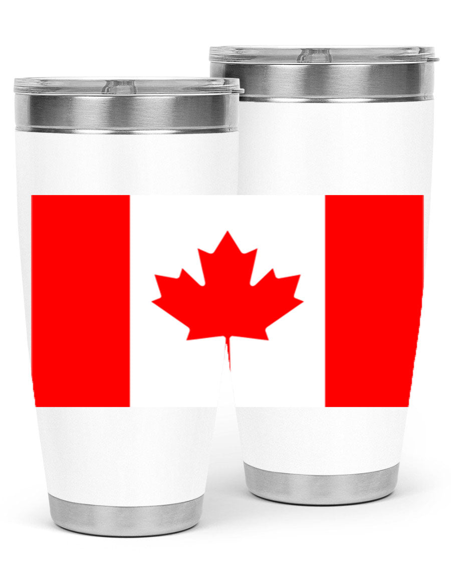 Canada 166# Tumbler featuring a vibrant Canada flag design, made of stainless steel with double wall vacuum insulation.