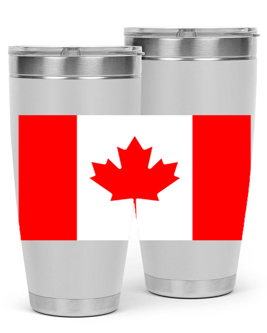 Canada 166# Tumbler featuring a vibrant Canada flag design, made of stainless steel with double wall vacuum insulation.