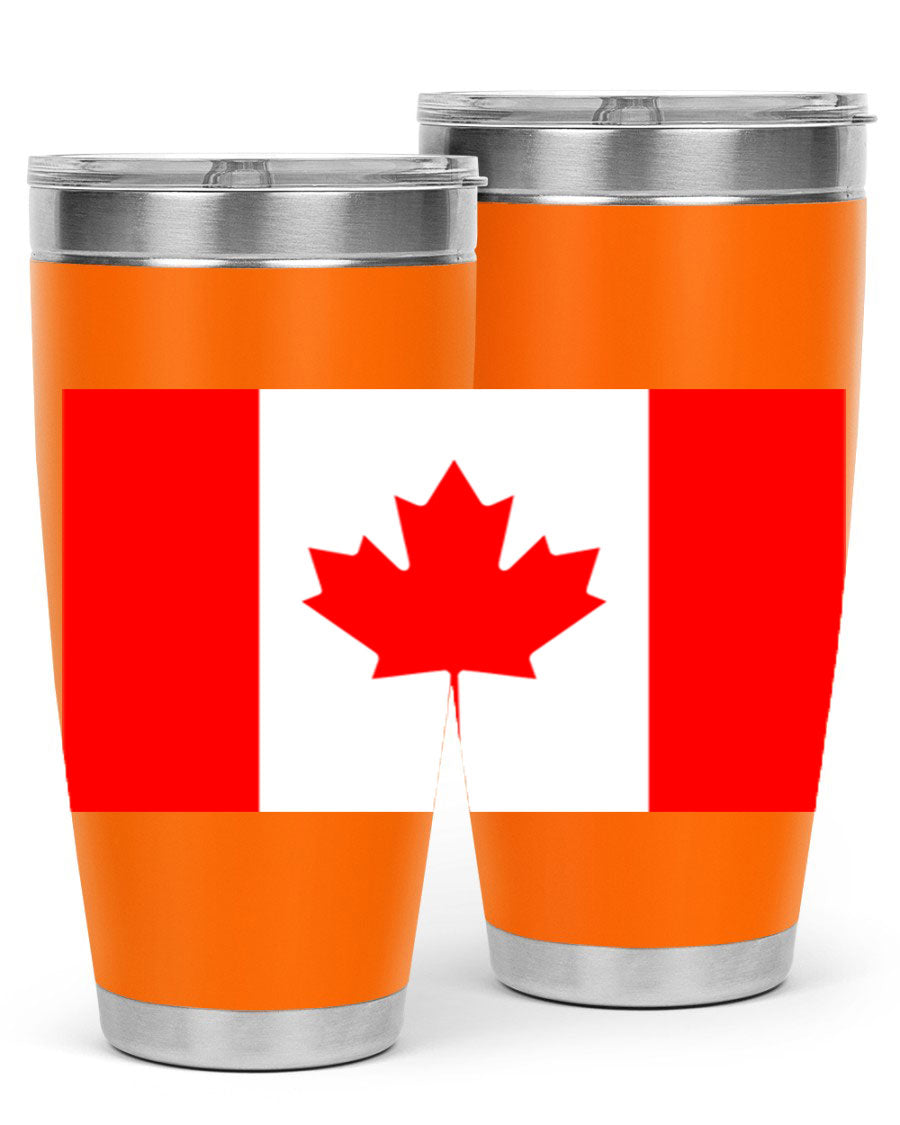 Canada 166# Tumbler featuring a vibrant Canada flag design, made of stainless steel with double wall vacuum insulation.