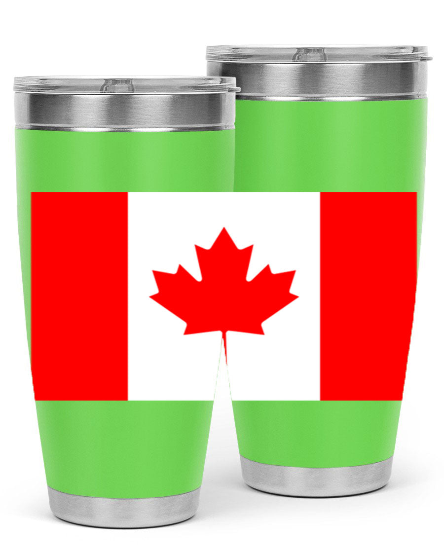 Canada 166# Tumbler featuring a vibrant Canada flag design, made of stainless steel with double wall vacuum insulation.