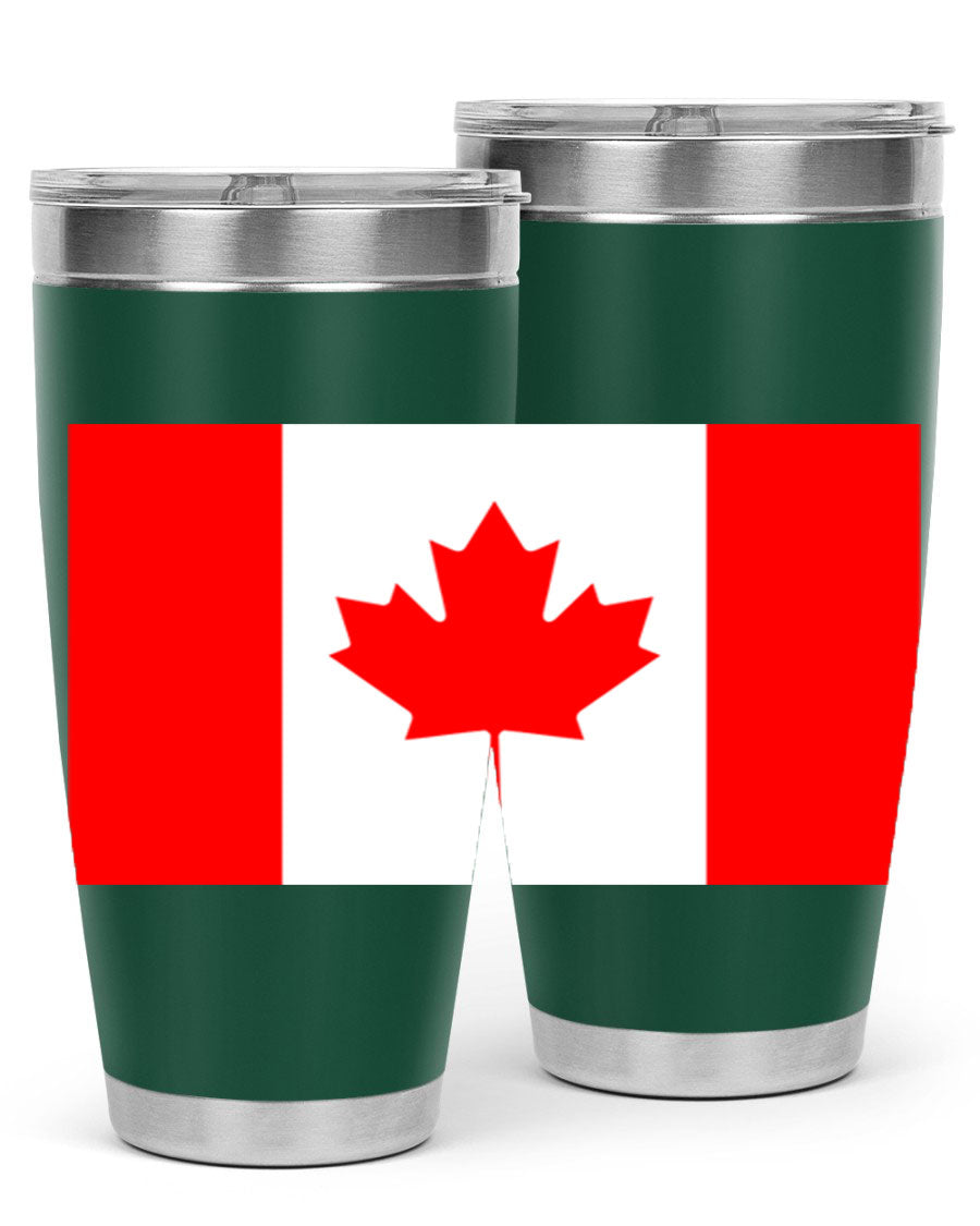 Canada 166# Tumbler featuring a vibrant Canada flag design, made of stainless steel with double wall vacuum insulation.