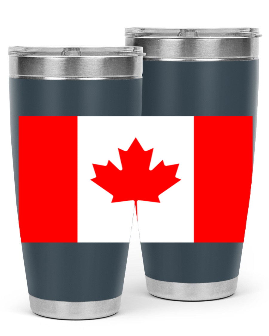 Canada 166# Tumbler featuring a vibrant Canada flag design, made of stainless steel with double wall vacuum insulation.