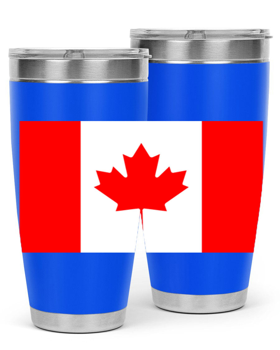 Canada 166# Tumbler featuring a vibrant Canada flag design, made of stainless steel with double wall vacuum insulation.