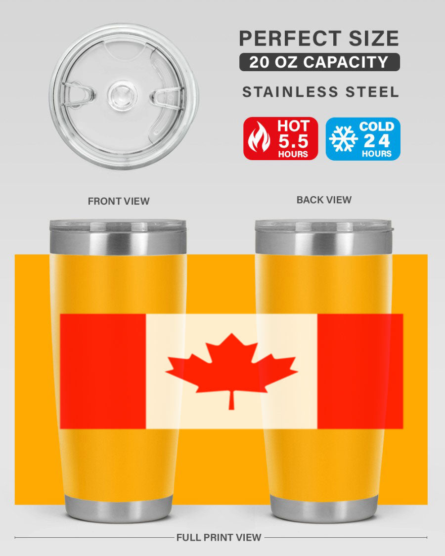 Canada 166# Tumbler featuring a vibrant Canada flag design, made of stainless steel with double wall vacuum insulation.