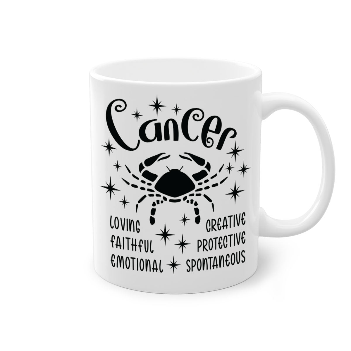 Cancer 144# zodiac mug with a glossy finish, featuring a colored handle and interior, available in five colors.