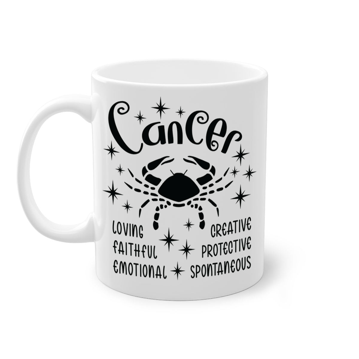 Cancer 144# zodiac mug with a glossy finish, featuring a colored handle and interior, available in five colors.