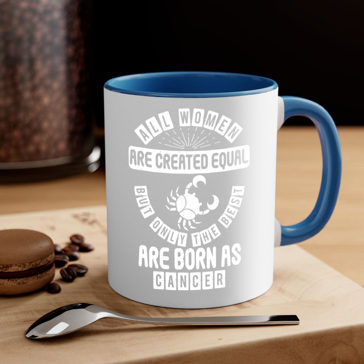 Cancer 145# Zodiac Mug with colored handle and glossy finish, available in multiple colors and sizes.