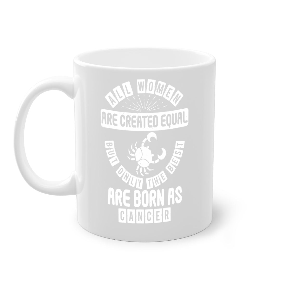 Cancer 145# Zodiac Mug with colored handle and glossy finish, available in multiple colors and sizes.